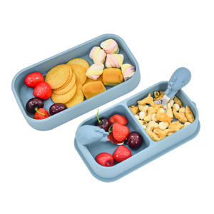 Assiette repas divisée en silicone pour enfants, double ventouse, grande capacité, plateau d'alimentation portable, vaisselle pour enfants avec assiette à ventouse - Product Image 3