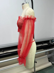 Hochwertige Damen sexy transparente Spitze Dessous Höschen Set New Style Hot Sale 2 Stück Unterwäsche hohle Dekoration rote Farbe - Product Image 3