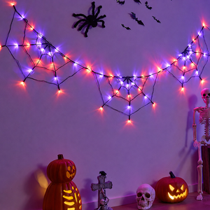 Guirnalda de Luces LED para Halloween, Diseño de Telaraña, para Interiores, Ambiente Festivo, Coloridas, 2700K Blanco Cálido, IP44 Impermeables, 1.8m - Product Image 5
