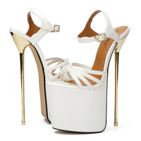 Sandales à plateforme pour femmes, talons fins élégants punk, 22 cm, bout ouvert, talons de strip-teaseuse, grande taille, podium, danseuse exotique