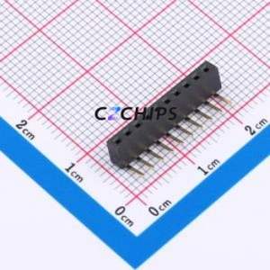 XDM200-1-10-W-4.3-G0 Pin Socket Bent Lead Through Hole,P=2mm Connector 1x10P 2mm Square Hole Right Angle Insert - Product Image 1