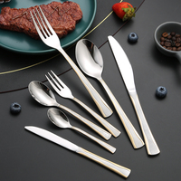 MYD vente en gros de luxe en acier inoxydable 6 pièces cuillère fourchette couteaux ensemble de vaisselle de mariage plaqué or ensemble de couverts moderne