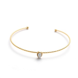 Bracelet simple en forme de C en acier inoxydable plaqué or 14 carats avec pierre turquoise, bijoux pour femmes, bracelets et joncs - Product Image 6