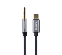 Câble audio mâle Type-C 3,5 mm 48 kHz 16 bits, fil émaillé, connecteurs étamés, coque en alliage d'aluminium, longueur 1 m pour haut-parleur et moniteur