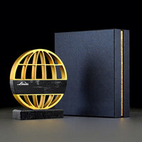 Trophée globe en métal marbré imprimé UV, médaille personnalisée haut de gamme avec logo, plaque commémorative d'anniversaire