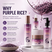 Meilleure Vente Kit Facial au Riz Violet 4 Pièces Crème Anti-Acné à la Niacinamide Hydratante Élimine les Taches Foncées Éclaircissant Set de Soins pour la Peau au Riz