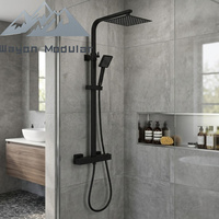 Système de douche de salle de bain Wayon noir mat avec douches pluie et à main