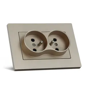 New Design Eu Type Double French Socket 16A 250V Double French Socket EU PC Wall Safe Switch And Socket