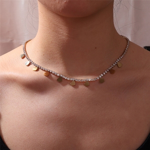 Collar de Lujo con Diamantes Completos de 3MM, Zirconia, Chapado en Oro de 18k, Acero de Titanio, Tipo Tenis, Inoxidable, con Colgante de Corazón Brillante - Product Image 2