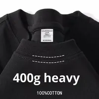 Kaos T-Shirt Musim Panas Unisex 400g Bahan Katun Murni Double Yarn, Kerah O, Lengan Pendek, Model Longgar, Bernapas, Tidak Transparan