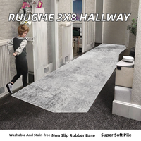 RUUGME Washable 3x8 Hallway Runner Rug Modern Stain Resistant Indoor Mat Non Slip Rubber Backing Thin Super Soft Polyester Low