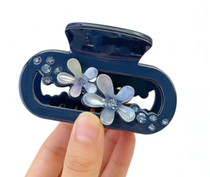 Sheshares Pince à Cheveux Florale <span class=keywords><strong>de</strong></span> Luxe en Acétate |   Pince à cheveux requin ornée <span class=keywords><strong>de</strong></span> strass, élégante, pour <span class=keywords><strong>queue</strong></span> <span class=keywords><strong>de</strong></span> <span class=keywords><strong>cheval</strong></span>, accessoire capillaire pour femme - Product Image 3