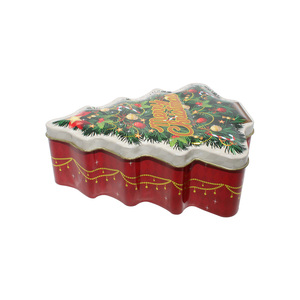 Christmas Tree Shaped <b>Tin</b> Storage Can with Merry Christmas Design for Holiday Gift Candy & Cookie Packaging - Product Image 6