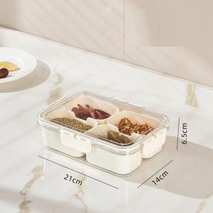 Portable <b>Plastic</b> Snack Tray with Handle and Lid for Seasoning Storage in Kitchen <b>Cupboard</b> Split Spice Rack Inside - Product Image 5