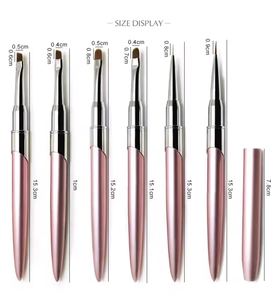 Pinceau à ongles ovale rose métallisé personnalisé avec logo, poils en nylon, manche en métal, outil de dessin de lignes en gel acrylique - Product Image 2