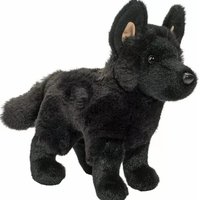 Jouet d'animal de forêt en peluche réaliste de chien de berger allemand noir d'émulation