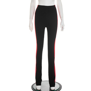 Pantalon long décontracté pour femme, taille haute, coupe droite, extensible, ajusté, color-block, athlétique, collection automne/hiver, tendance - Product Image 6