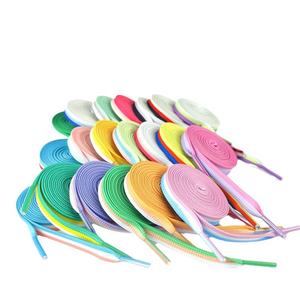 Cordones Planos Personalizados al por Mayor de 8 mm de Ancho, Doble Capa, Costura Tricolor, Cordones de Poliéster y Algodón para Zapatillas Casuales de Lona - Product Image 3