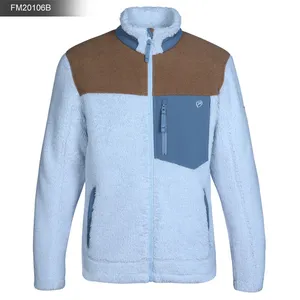 Herren Outdoor Casual Sherpa Fleece Mantel Kontrast Panel Gestrickte Warme Plüsch Weichen Winter Jacke