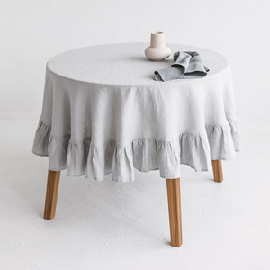 French Pure Flounce <b>Linen</b> Customizable Size <b>Linen</b> <b>Table</b> <b>Cloth</b> for Hotel Dining Rooml <b>Linen</b> Tablecloth Wholesale - Product Image 1
