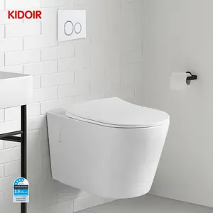 Kidoir 2024 en yüksek toptan satış lüks tasarım beyaz seramik sıhhi tesisat gereçleri duvar asılı tek parça su dolap tuvalet