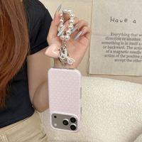 Coque de téléphone demi-enveloppante double couche unie à pois pour iPhone 17 Pro Max 16 Pro 15 – Housse de protection mignonne et élégante