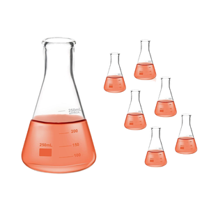 Fiole Erlenmeyer conique en verre borosilicaté transparent, à col large, graduée, pour laboratoire, marque personnalisée, garantie 3 ans - Product Image 1