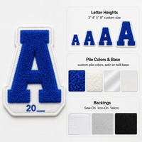 Patch en chenille brodé avec lettres pour manches de blouson universitaire, thermocollant, pour personnalisation de blouson universitaire