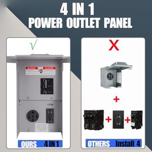 Panneau de prise RV temporaire résistant aux intempéries 50 ampères disjoncteur IP65 GFCI sortie extérieure 5m câble camping-car <span class=keywords><strong>voiture</strong></span> générateur de voyage 125/250V - Product Image 6