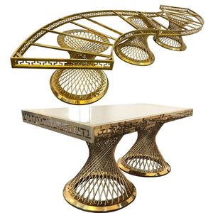 Juego de Patas de Silla de Acero Inoxidable Curvadas en Forma de Cubo, <span class=keywords><strong>con</strong></span> Base de Diamantes de Confeti, para Mesa de Postre, Exhibición de Comedor, Muebles Modernos para el Hogar - Product Image 3