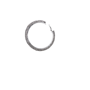 Boucles d'oreilles créoles tendance en argent, grand cercle brillant, double rangée de strass en cristal, pour enfants - Vente en gros, luxe, meilleures ventes - Product Image 1