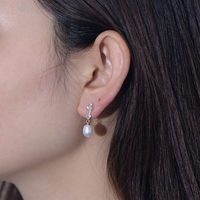 KE5382 Pendientes de Perlas de Agua Dulce para Mujer, Chapados en Oro de 14k, Plata de Ley 925 con Circonita de Alta Calidad, Estilo Vintage, Venta al por Mayor