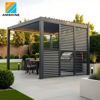 Hava Koşullarına Dayanıklı Alüminyum Pergola Elektrikli Panjurlu Çatı Açık Hava Veranda Kamelyası Bahçe Arka Bahçe Yemek Alanları için