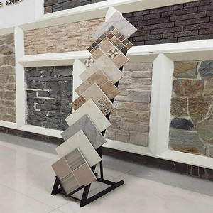 Tùy Chỉnh Gốm Gạch Hiển Thị Giá Thác Đá Kim Loại Hiển Thị Đứng Thạch Anh Khảm Đá Cẩm Thạch Mẫu Hiển Thị Kệ Cho Showroom Bán - Product Image 3