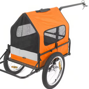 <span class=keywords><strong>Remorque</strong></span> à vélo pliable pour animaux de compagnie, robuste, roues <span class=keywords><strong>tout</strong></span>-<span class=keywords><strong>terrain</strong></span>, longue poignée de remorquage, porte-bagages en maille ventilée, plateforme métallique imperméable - Product Image 1