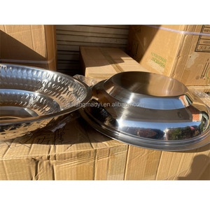 Thép không gỉ trái cây Bát với nắp bữa ăn tối tấm khách sạn tự chọn tấm nhà hàng Bộ đồ ăn tiệc thực phẩm tấm tròn phục vụ khay - Product Image 5