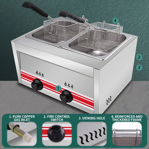 Freidora de Gas de Acero Inoxidable para Mostrador, 3 Cestas, Multifuncional, Comercial, Nueva, de Alta Productividad para Cocina - Product Image 3