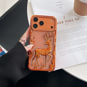 Coque de téléphone 3D en forme d'élant/platane plaqué, avec paillettes et diamants, transparente, pour iPhone Air 17 16 15 14 13 <span class=keywords><strong>12</strong></span> Pro Max, cadeau de Noël - Product Image 6