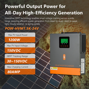 PowMr meilleure vente inversion à onde sinusoïdale pure 1.5KW 24Vdc 230Vac onduleur solaire tout-en-un pour appareil ménager - Product Image 2