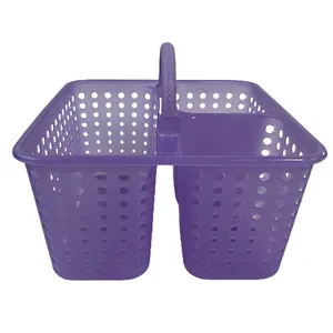 Keranjang Caddy Shower portabel, keranjang Tote plastik rak kamar mandi dengan pegangan keranjang Organizer