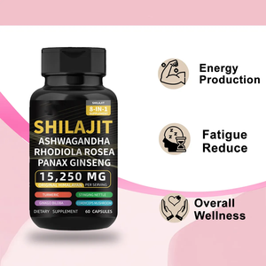 Nouvelles capsules de shilajit himalayen pur de bonne formule prête avec supplément énergétique <span class=keywords><strong>8</strong></span> en 1 de vitamine <span class=keywords><strong>8</strong></span> en 1 de soins de santé ashwagandha ginseng - Product Image 2