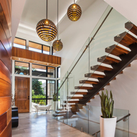 Escalier monopoutre central moderne et écologique pour intérieur, fabriqué à Foshan, sur mesure pour maison résidentielle