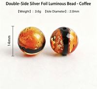 LONGXIN - Cuentas Sueltas Redondas de Vidrio Luminosas con Lámina Plateada de Doble Cara de 14 mm y Orificio de 2 mm para Fabricación de Joyería DIY, Venta al por Mayor