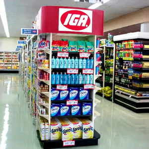 Étagères personnalisées en métal à dos en maille, finition grain <span class=keywords><strong>de</strong></span> bois, pour présentation en supermarché - Product Image 4