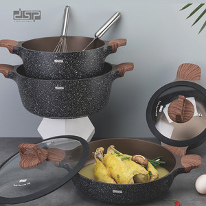 Dsp Dansong Maifan Stone Non Stick <b>Pan</b> Set 4 Piece Cookware With Wooden <b>Handles</b> For Frying And Soup - Product Image 1