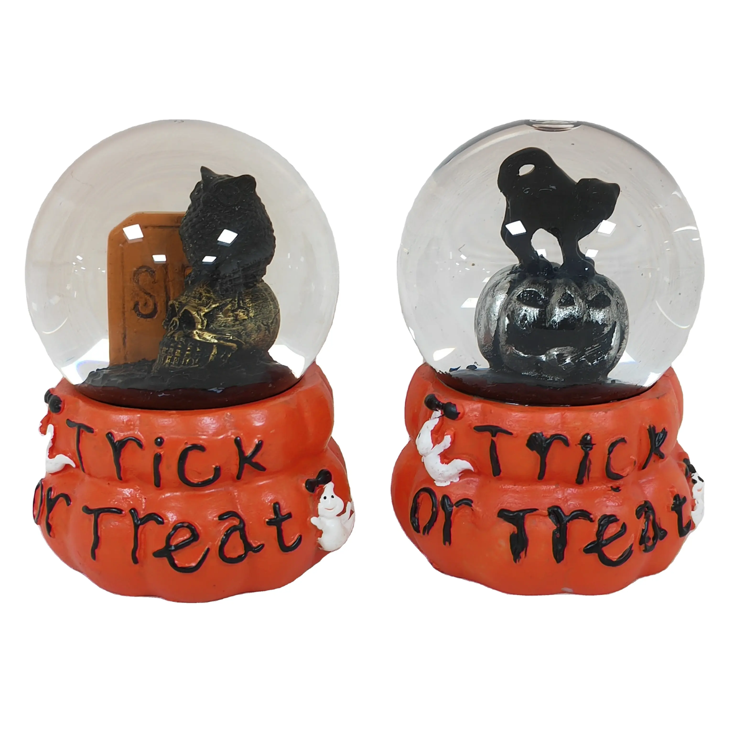 Bola de nieve de Halloween, globo de nieve creativo, juguete de Halloween, globo de agua de resina personalizado de Halloween con textos de truco o trato en la base