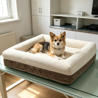 Lit pour chien et chat Famipet, chaud et moelleux pour l'hiver, matelas orthopédique en mousse rectangulaire, antidérapant et lavable, pour cage et salon