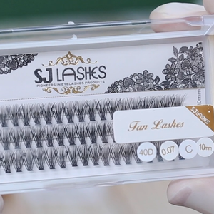 Pestañas de visón 40D precortadas, juego de pestañas de visón <span class=keywords><strong>con</strong></span> ventilador de volumen pegado al calor, de fácil ventilación, grupos individuales, tira rusa - Product Image 6