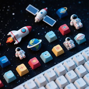 Légendes astronautes et planétaires lumineuses sur le thème de l'espace personnalisables avec touches en résine/PBT de constellations pour claviers MX - Product Image 6