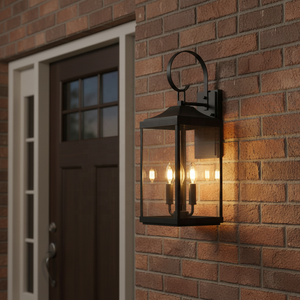 Lanterna da Parete Vintage Grande in Alluminio Nero Opaco per Esterni con Vetro Trasparente Impermeabile Industriale 3000K Montaggio a Parete - Product Image 4